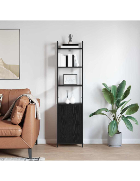 Armadio per Libri Rovere Nero 40 x 24 x 161 cm