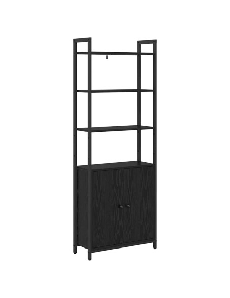 Armadio per Libri Rovere Nero 60 x 24 x 161 cm