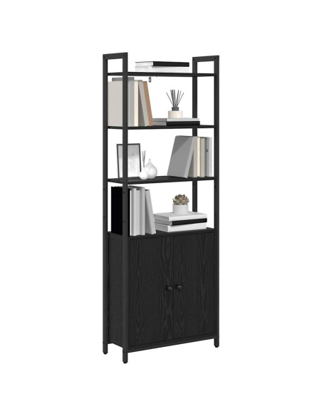 Armadio per Libri Rovere Nero 60 x 24 x 161 cm