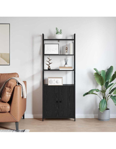 Armadio per Libri Rovere Nero 60 x 24 x 161 cm
