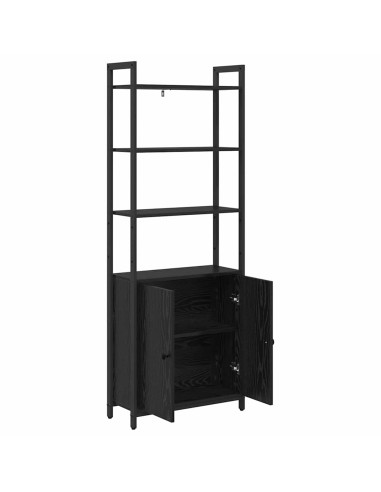 Armadio per Libri Rovere Nero 60 x 24 x 161 cm