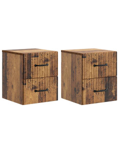Mobiletto da notte a muro 2 pcs Legno antico 34,5 x 33 x 40 cm