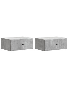 Mobiletto da notte a muro con cassetto 2 pcs Grigio Cemento