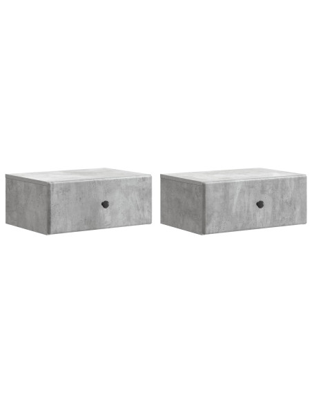 Mobiletto da notte a muro con cassetto 2 pcs Grigio Cemento