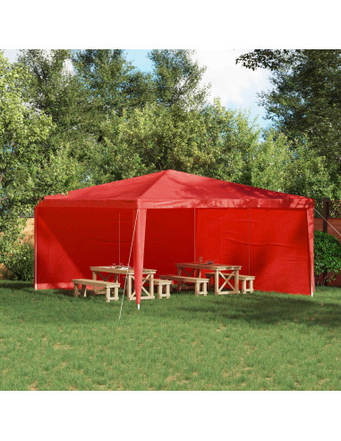 Parete per tenda da festa 2 pcs Rosso 400 x 195 cm PE e Acciaio