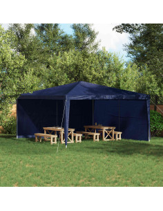 Parete per tenda da festa 2 pcs Blu 400 x 195 cm PE e Acciaio