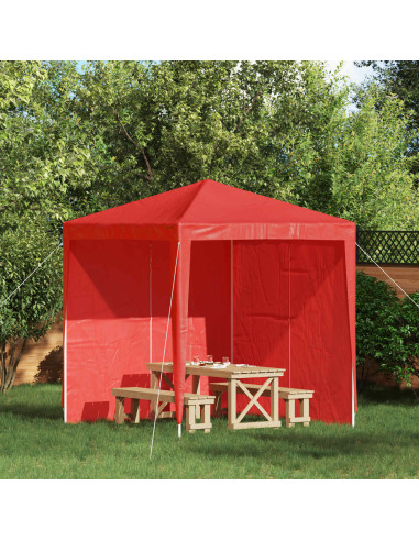 Parete per tenda da festa 2 pcs Rosso 200 x 195 cm PE e Acciaio
