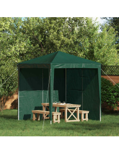 Parete per tenda da festa 2 pcs Verde 200 x 195 cm PE e Acciaio