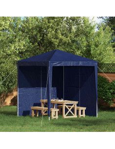 Parete per tenda da festa 2 pcs Blu 200 x 195 cm PE e Acciaio