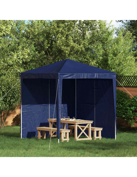 Parete per tenda da festa 2 pcs Blu 200 x 195 cm PE e Acciaio