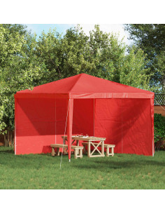 Parete per tenda da festa 2 pcs Rosso 300 x 195 cm PE e Acciaio