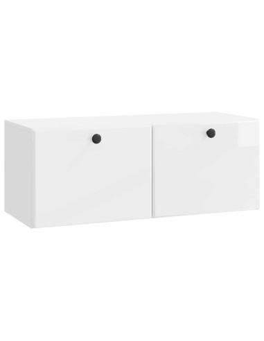 Mobile Porta TV da Muro Bianco Lucido 78,5 x 31 x 30 cm