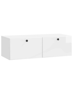 Mobile Porta TV da Muro Bianco Lucido 98 x 41 x 30 cm