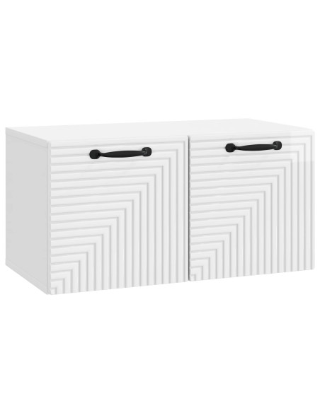 Mobile Porta TV da Muro Bianco Lucido 59,5 x 31 x 30 cm