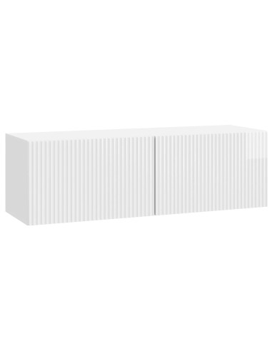 Mobile Porta TV da Muro Bianco Lucido 98 x 31 x 30 cm