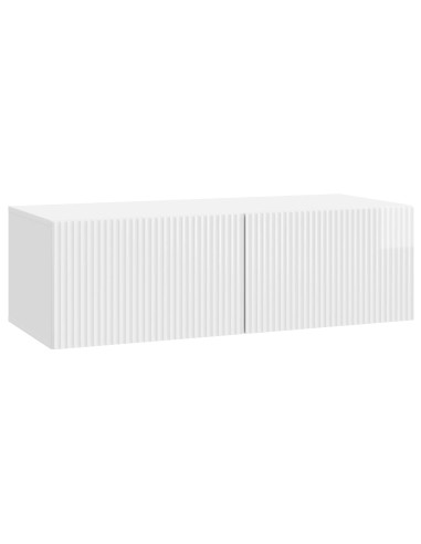 Mobile Porta TV da Muro Bianco Lucido 98 x 41 x 30 cm