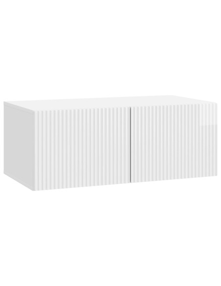 Mobile Porta TV da Muro Bianco Lucido 78,5 x 41 x 30 cm