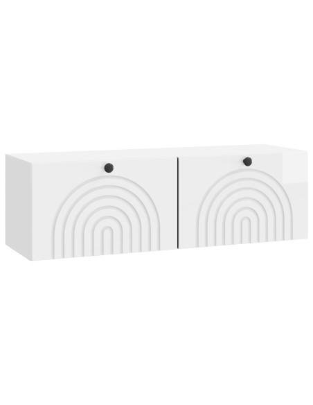 Mobile Porta TV da Muro Bianco Lucido 98 x 31 x 30 cm