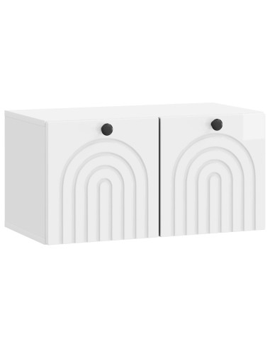 Mobile Porta TV da Muro Bianco Lucido 59,5 x 31 x 30 cm