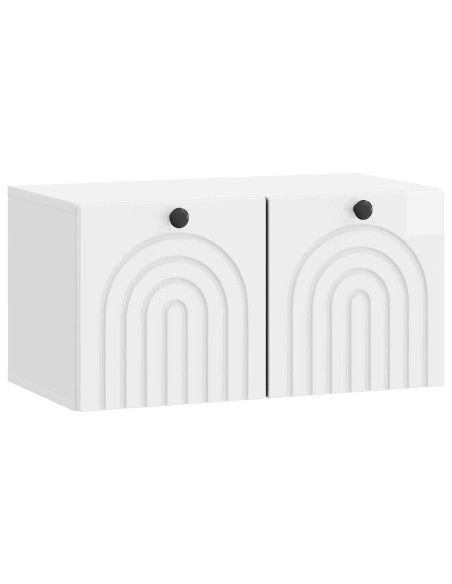 Mobile Porta TV da Muro Bianco Lucido 59,5 x 31 x 30 cm