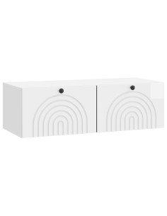 Mobile Porta TV da Muro Bianco Lucido 98 x 41 x 30 cm