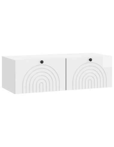 Mobile Porta TV da Muro Bianco Lucido 98 x 41 x 30 cm