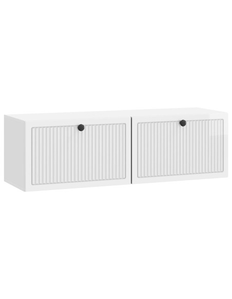 Mobile Porta TV da Muro Bianco Lucido 98 x 31 x 30 cm