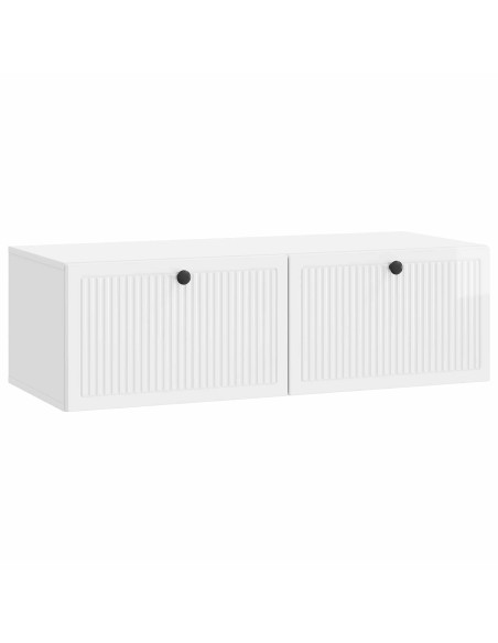 Mobile Porta TV da Muro Bianco Lucido 98 x 41 x 30 cm