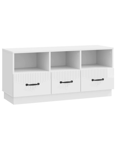Mobile TV Bianco Lucido 102 x 34,5 x 47 cm Legno ingegnerizzato