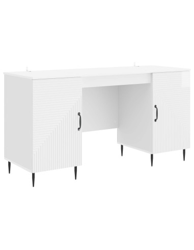 Scrivania Bianco Lucido 142,5 x 50 x 75 cm Legno ingegnerizzato