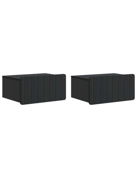 Mobiletto da notte a muro 2 pcs Nero 49 x 34,5 x 24 cm