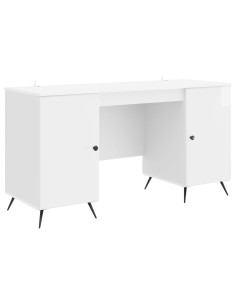 Scrivania Bianco Lucido 142,5 x 50 x 75 cm Legno ingegnerizzato