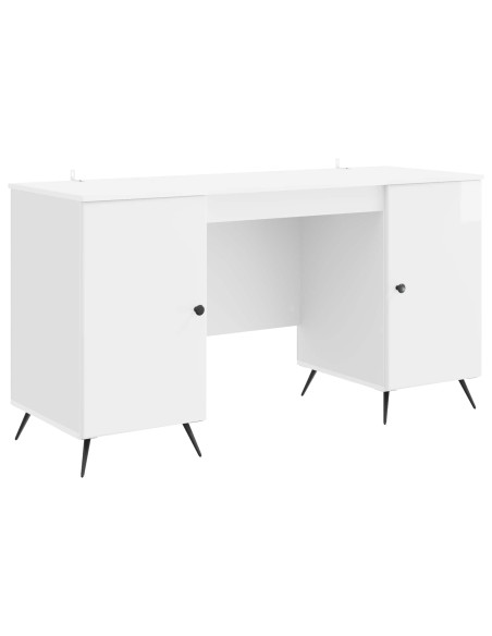 Scrivania Bianco Lucido 142,5 x 50 x 75 cm Legno ingegnerizzato
