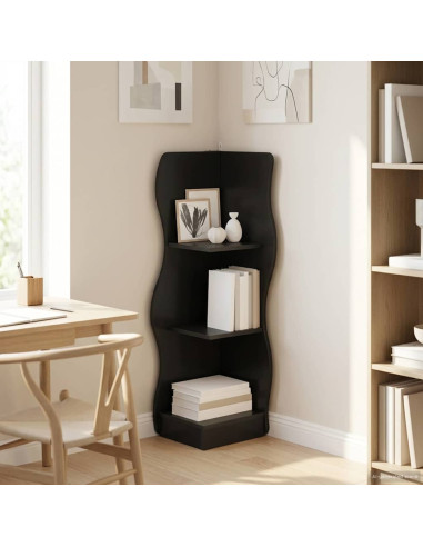 Mensola angolare Nero 34 x 33 x 102 cm Legno ingegnerizzato