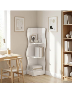 Mensola angolare con lo scaffale Bianco Lucido 34 x 33 x 102 cm