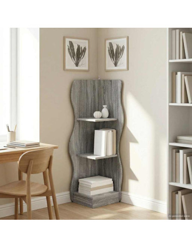 Mensola angolare con lo scaffale Grigio Sonoma 34 x 33 x 102 cm