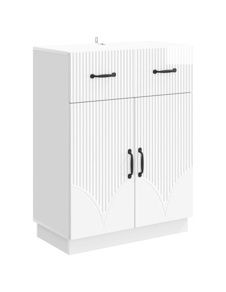 Credenza Bianco Lucido 66 x 34,5 x 87 cm Legno ingegnerizzato