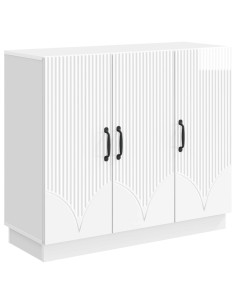 Credenza Bianco Lucido 89 x 34,5 x 77 cm Legno ingegnerizzato
