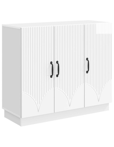 Credenza Bianco Lucido 89 x 34,5 x 77 cm Legno ingegnerizzato