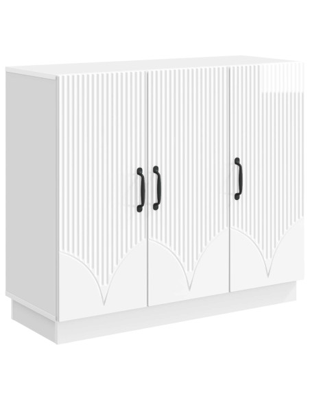 Credenza Bianco Lucido 89 x 34,5 x 77 cm Legno ingegnerizzato