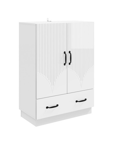 Credenza Bianco Lucido 66 x 34,5 x 92 cm Legno ingegnerizzato