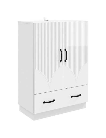 Credenza Bianco Lucido 66 x 34,5 x 92 cm Legno ingegnerizzato
