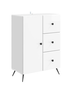 Credenza Bianco Lucido 66 x 34,5 x 90 cm Legno ingegnerizzato