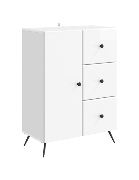 Credenza Bianco Lucido 66 x 34,5 x 90 cm Legno ingegnerizzato