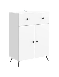 Credenza Bianco Lucido 66 x 34,5 x 90 cm Legno ingegnerizzato