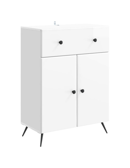 Credenza Bianco Lucido 66 x 34,5 x 90 cm Legno ingegnerizzato