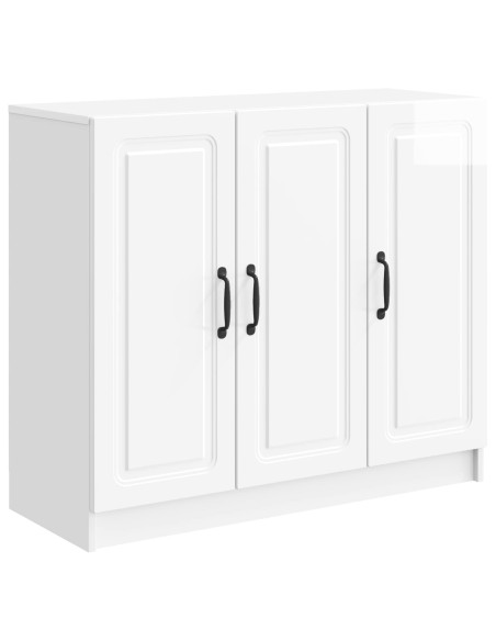Credenza Bianco Lucido 89 x 34,5 x 77 cm Legno ingegnerizzato