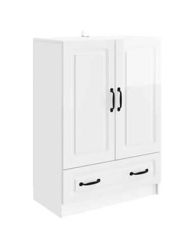 Credenza Bianco Lucido 66 x 34,5 x 92 cm Legno ingegnerizzato