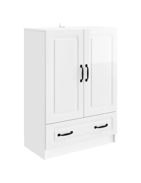 Credenza Bianco Lucido 66 x 34,5 x 92 cm Legno ingegnerizzato