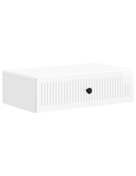 Tavolino da Parete Laterale Bianco Lucido 59 x 34,5 x 17 cm